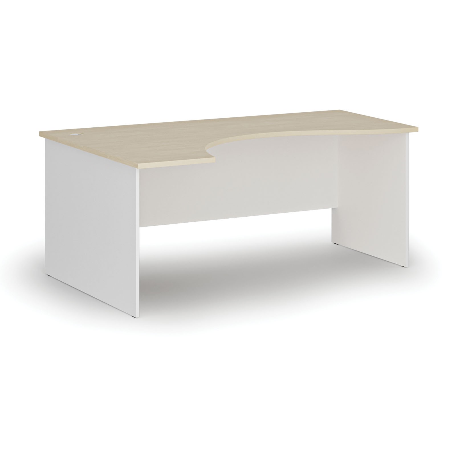 Fotografia produktu: Ergonomický kancelársky písací stôl PRIMO WHITE, 180x120 cm, ľavý, biela/breza