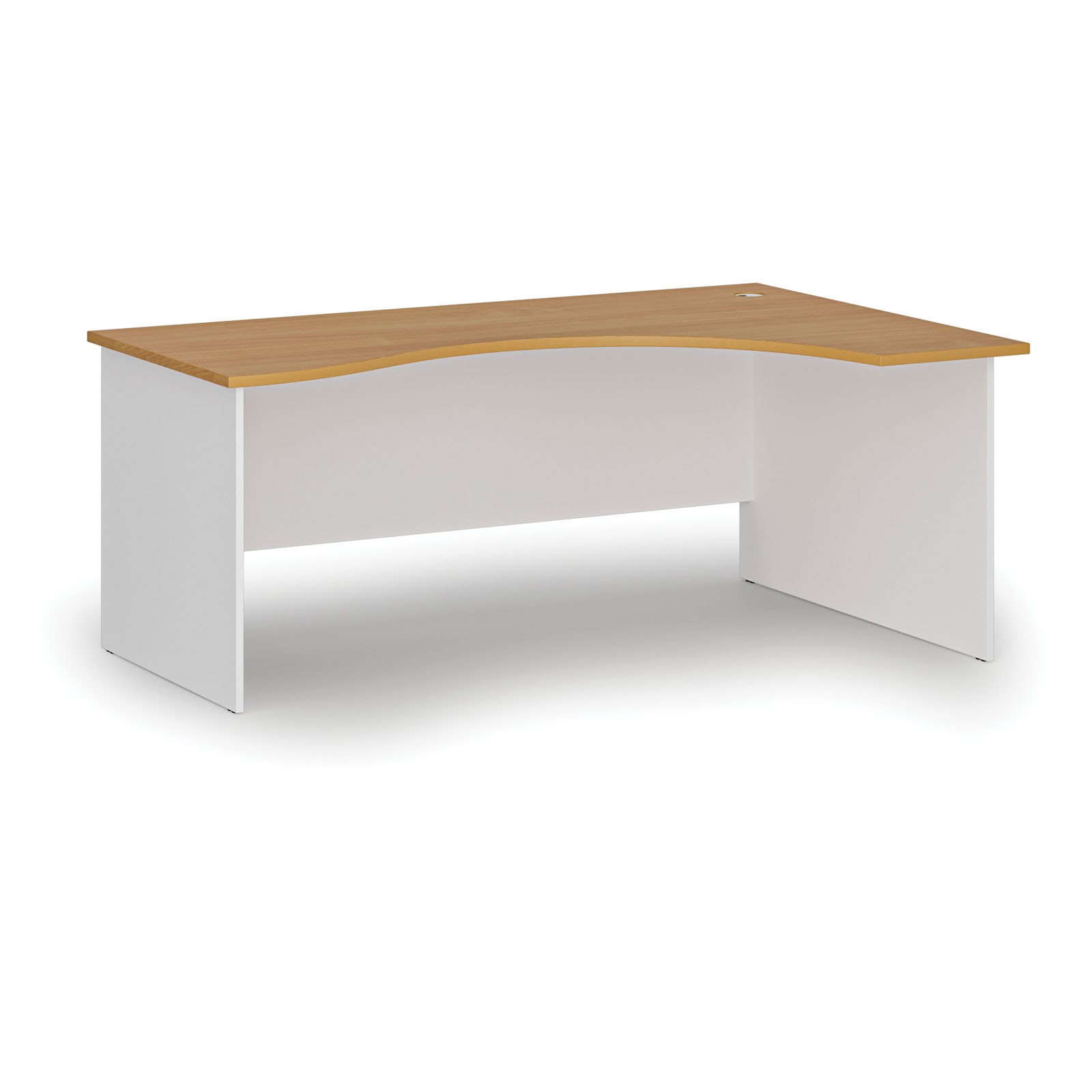 Fotografia produktu: Ergonomický kancelársky písací stôl PRIMO WHITE, 180x120 cm, pravý, biela/buk