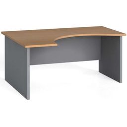 Ergonomický kancelářský pracovní stůl PRIMO FLEXI, 1600 x 1200 mm, šedá / buk, levý