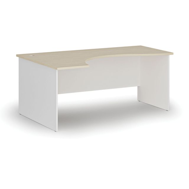 Ergonomický kancelářský pracovní stůl PRIMO WHITE, 1800 x 1200 mm, levý, bílá/bříza