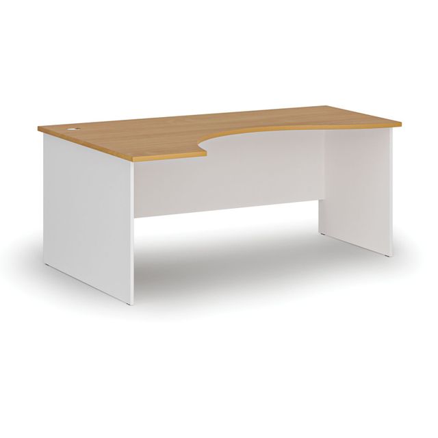 Ergonomický kancelářský pracovní stůl PRIMO WHITE, 1800 x 1200 mm, levý, bílá/buk