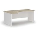 Ergonomický kancelářský pracovní stůl PRIMO WHITE, 1800 x 1200 mm, levý, bílá/dub přírodní