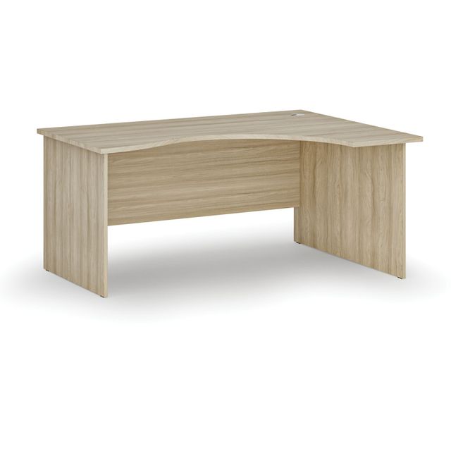 Ergonomický kancelářský pracovní stůl PRIMO WOOD, 1600 x 1200 mm, pravý, dub přírodní