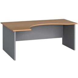 Ergonomický kancelársky pracovný stôl PRIMO FLEXI, 1800 x 1200 mm, sivá/buk, ľavý