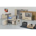 Ergonomický kancelársky pracovný stôl PRIMO GRAY, 1800 x 1200 mm, pravý, sivá/dub prírodný