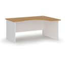 Ergonomický kancelársky pracovný stôl PRIMO WHITE, 1600 x 1200 mm, pravý, biela/buk