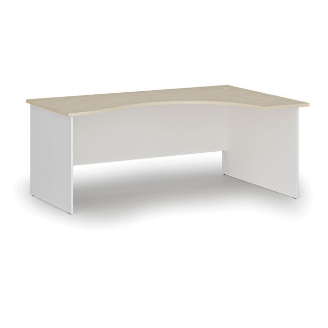 Ergonomický kancelársky pracovný stôl PRIMO WHITE, 1800 x 1200 mm, pravý, biela/breza