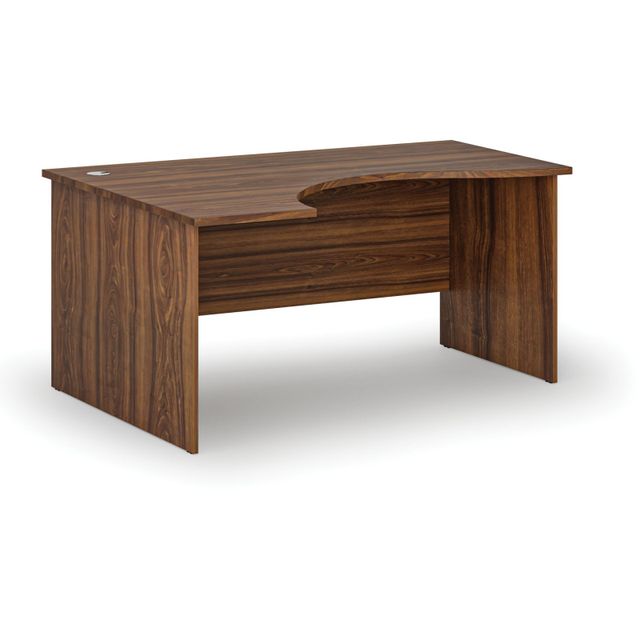 Ergonomický kancelársky pracovný stôl PRIMO WOOD, 1600 x 1200 mm, ľavý, orech