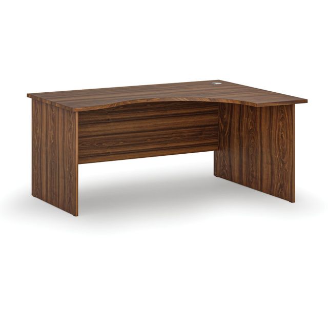 Ergonomický kancelársky pracovný stôl PRIMO WOOD, 1600 x 1200 mm, pravý, orech