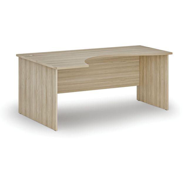 Ergonomický kancelársky pracovný stôl PRIMO WOOD, 1800 x 1200 mm, ľavý, dub prírodný