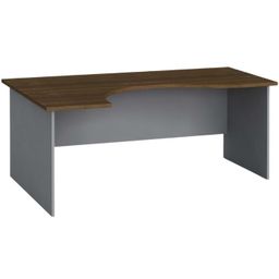 Ergonomický kancelářský psací stůl PRIMO FLEXI, 180x120 cm, levý, šedá/ořech