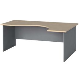 Ergonomický kancelářský psací stůl PRIMO FLEXI, 180x120 cm, pravý, šedá/bříza