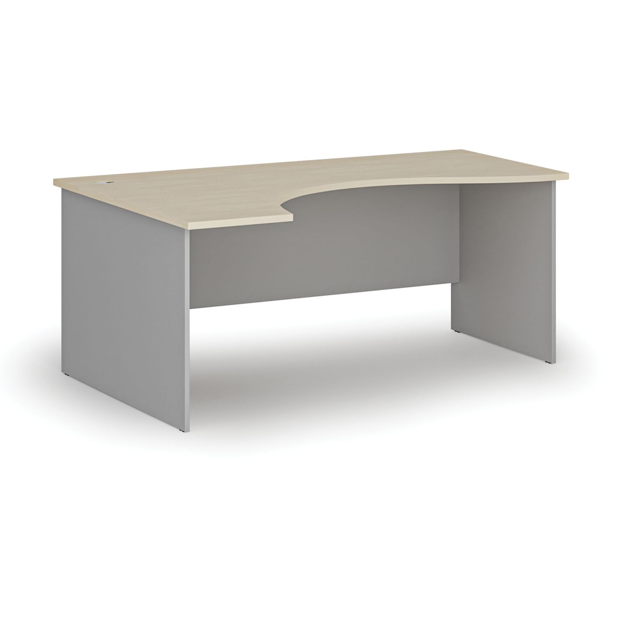 Ergonomický kancelářský psací stůl PRIMO GRAY, 180x120 cm, levý, šedá/bříza