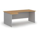 Ergonomický kancelářský psací stůl PRIMO GRAY, 180x120 cm, levý, šedá/buk