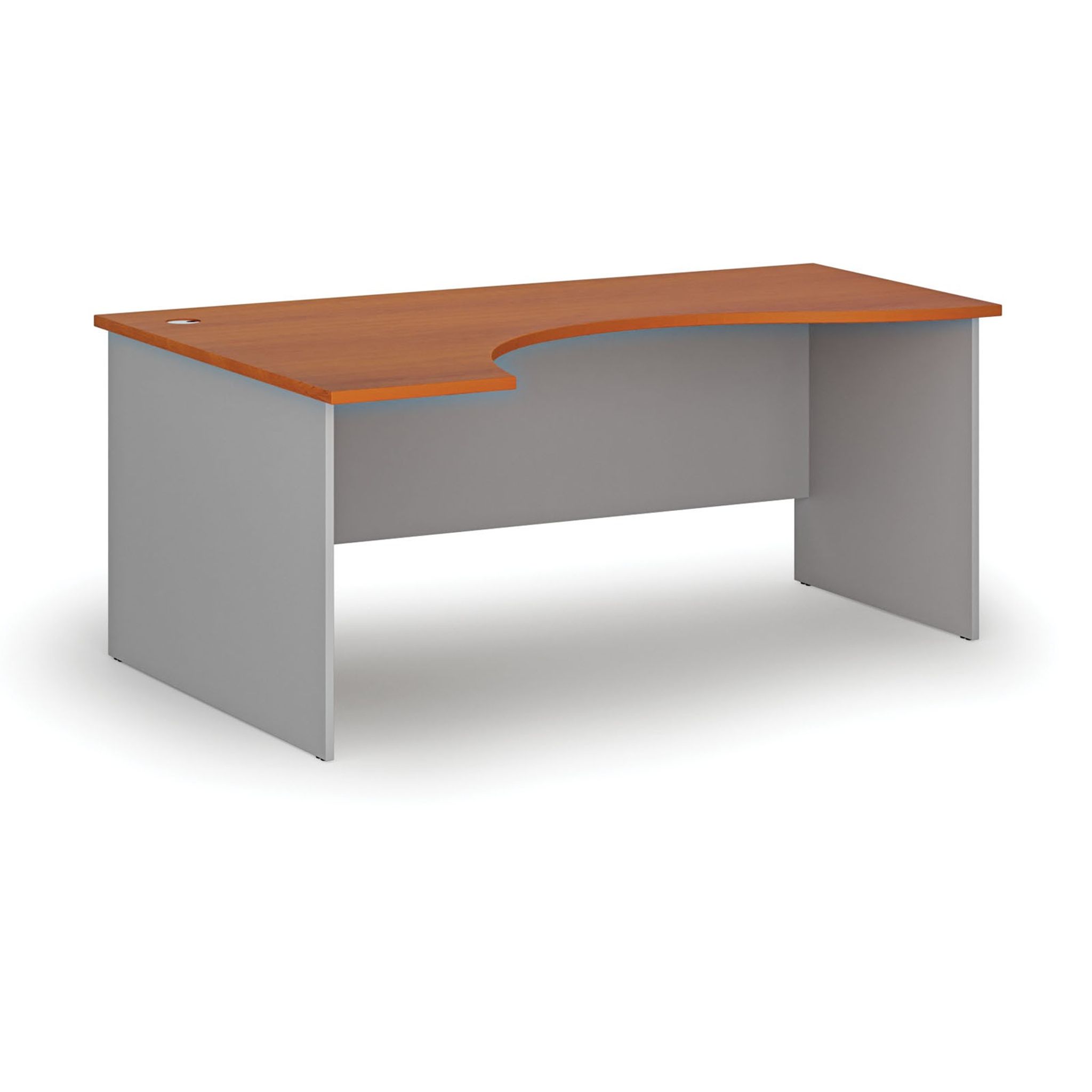 Ergonomický kancelářský psací stůl PRIMO GRAY, 180x120 cm, levý, šedá/třešeň