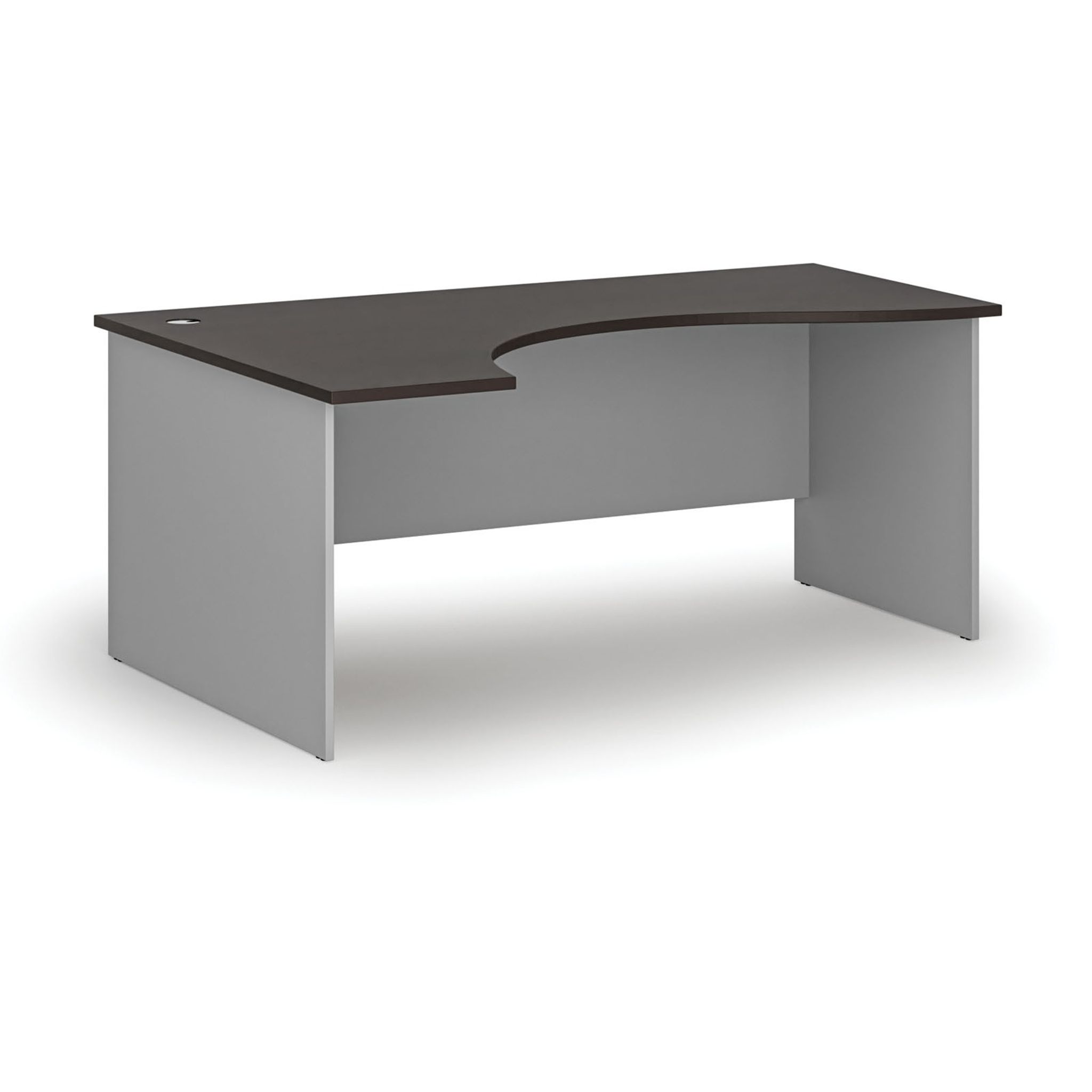 Ergonomický kancelářský psací stůl PRIMO GRAY, 180x120 cm, levý, šedá/wenge