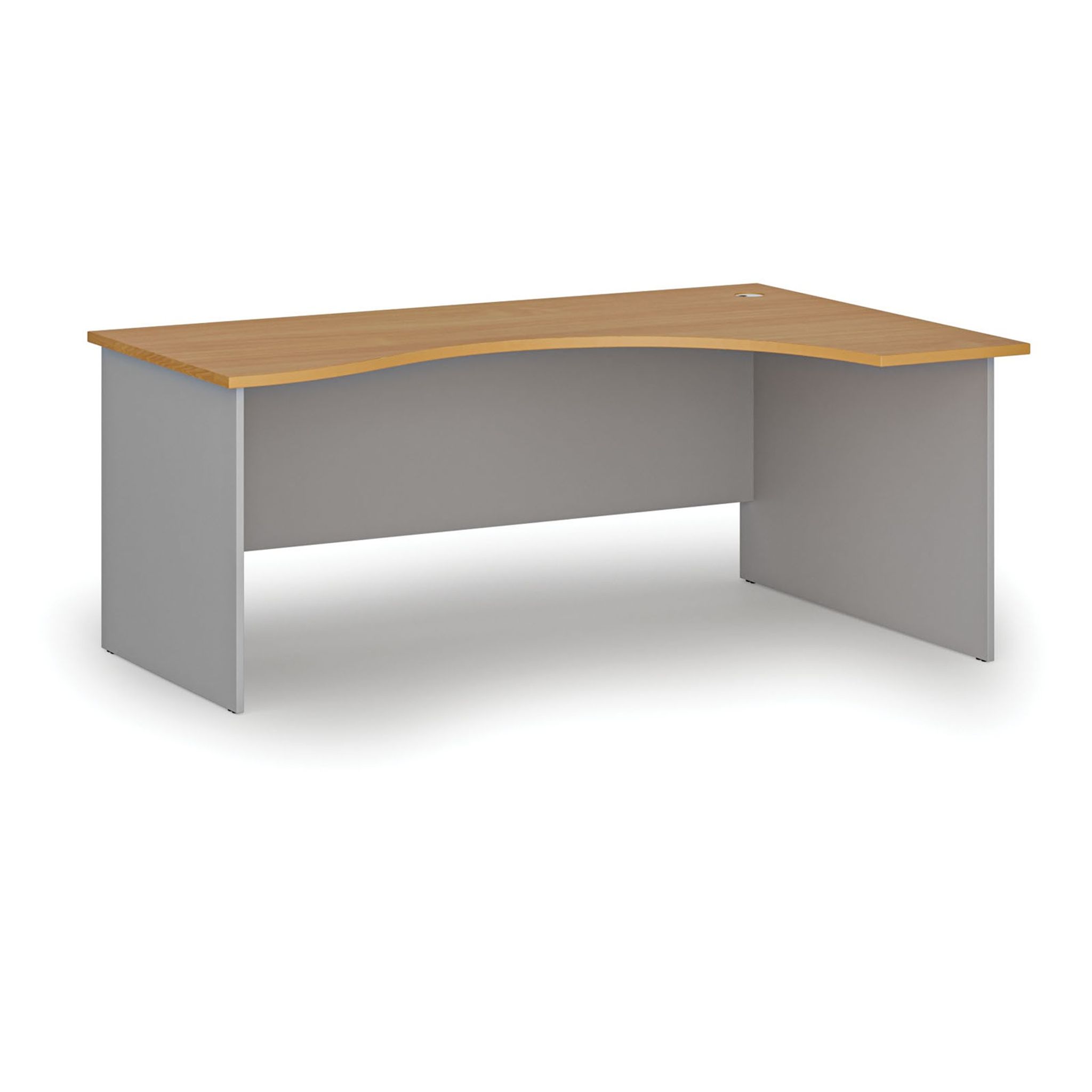 Ergonomický kancelářský psací stůl PRIMO GRAY, 180x120 cm, pravý, šedá/buk