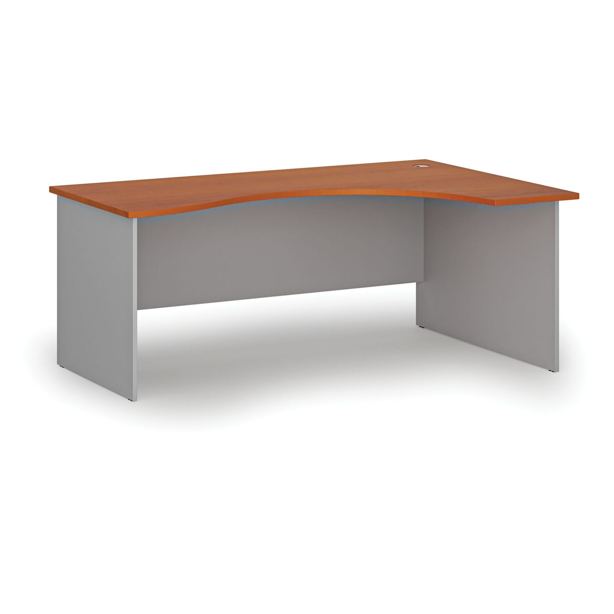 Ergonomický kancelářský psací stůl PRIMO GRAY, 180x120 cm, pravý, šedá/třešeň