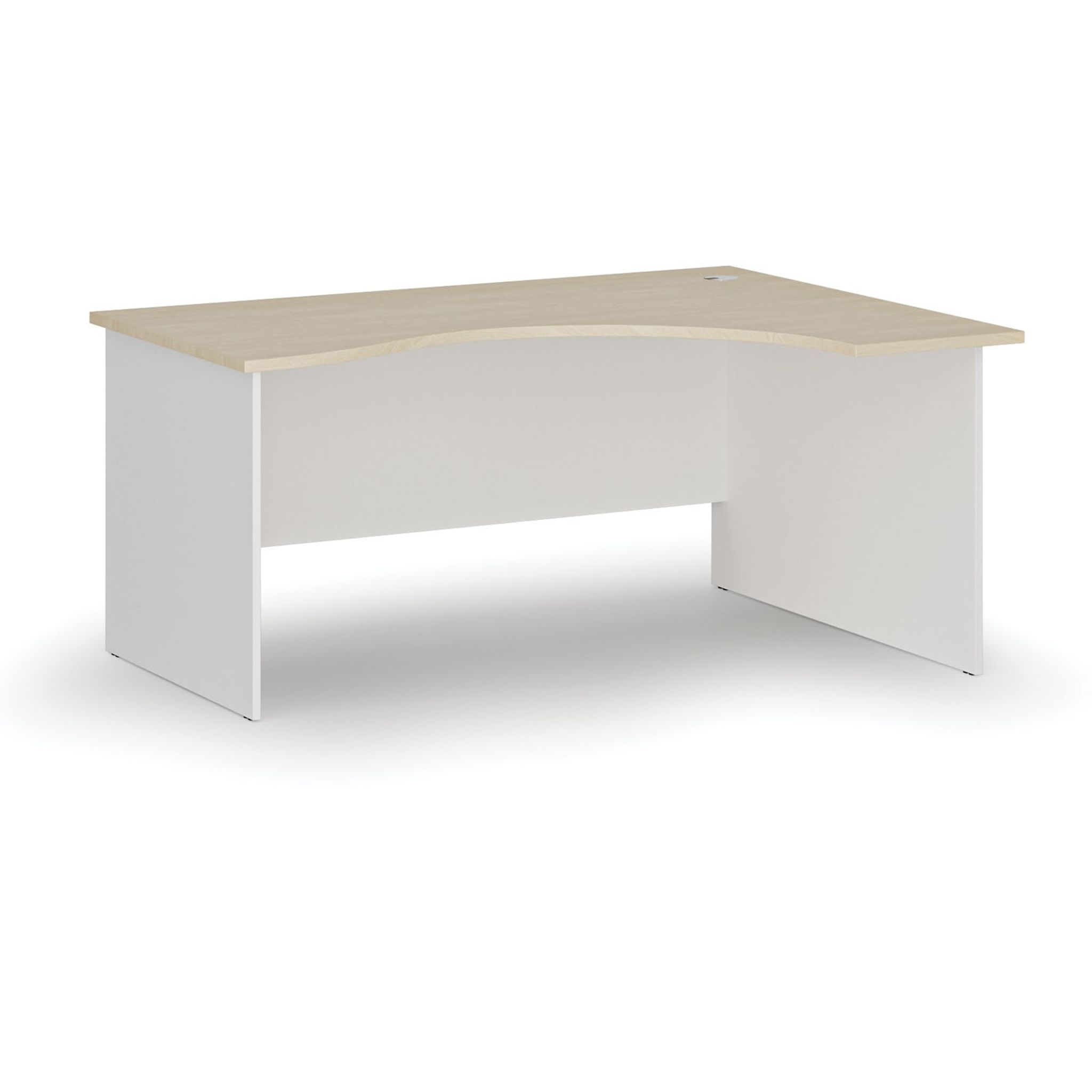 Ergonomický kancelářský psací stůl PRIMO WHITE, 160x120 cm, pravý, bílá/bříza