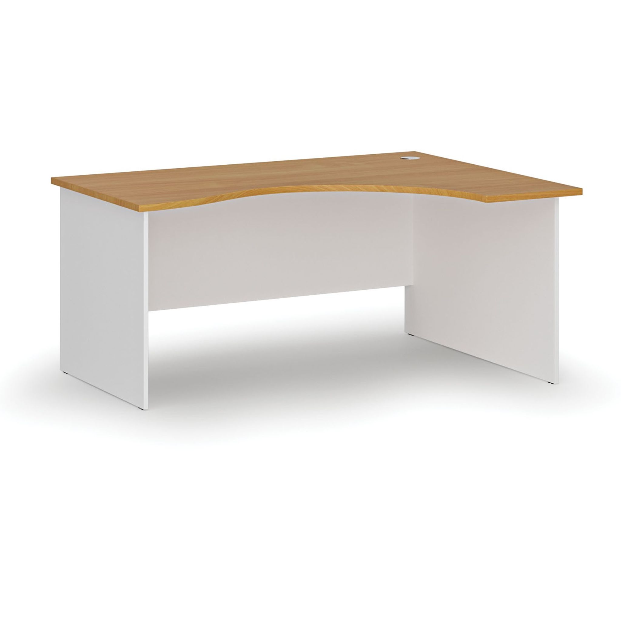 Ergonomický kancelářský psací stůl PRIMO WHITE, 160x120 cm, pravý, bílá/buk