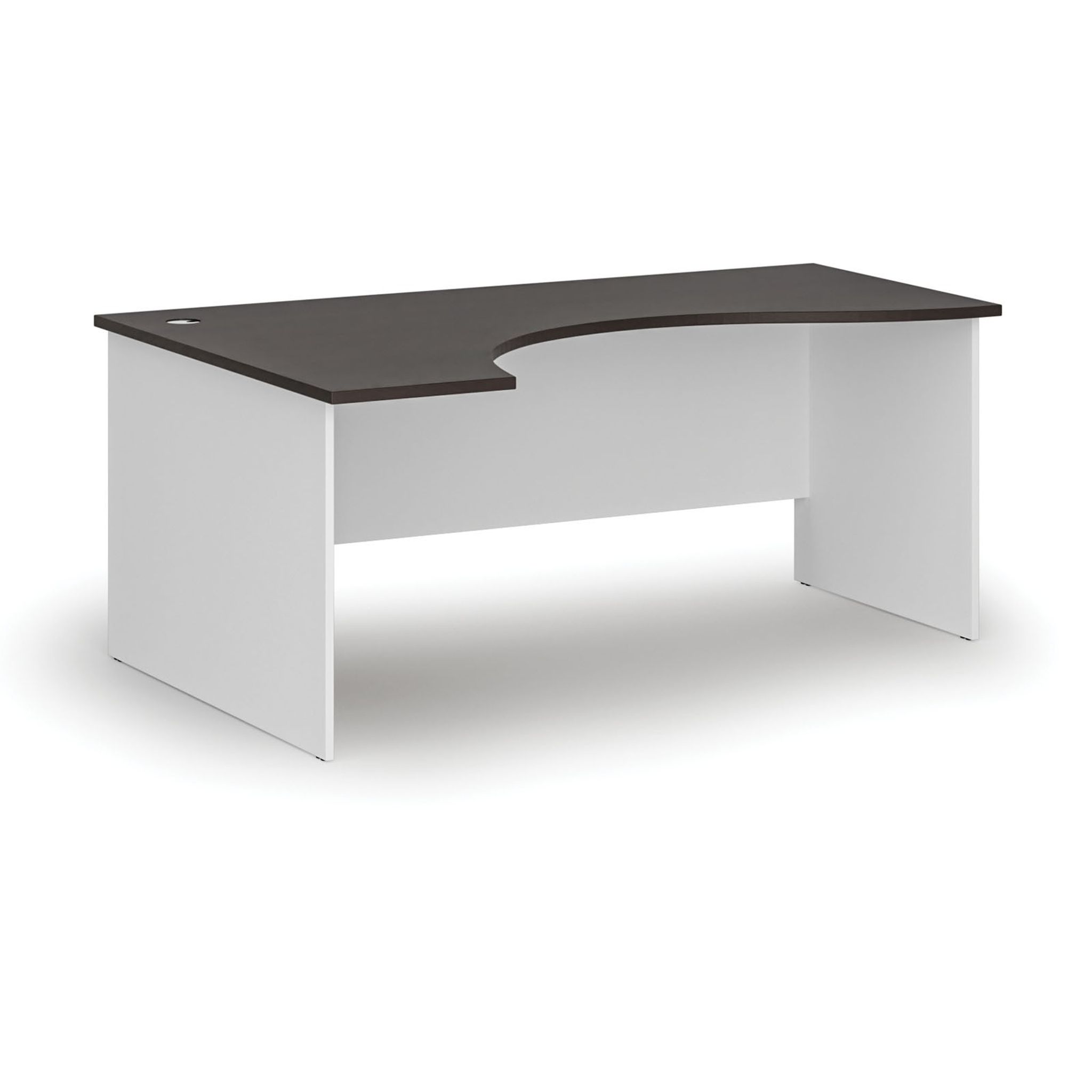 Ergonomický kancelářský psací stůl PRIMO WHITE, 180x120 cm, levý, bílá/wenge