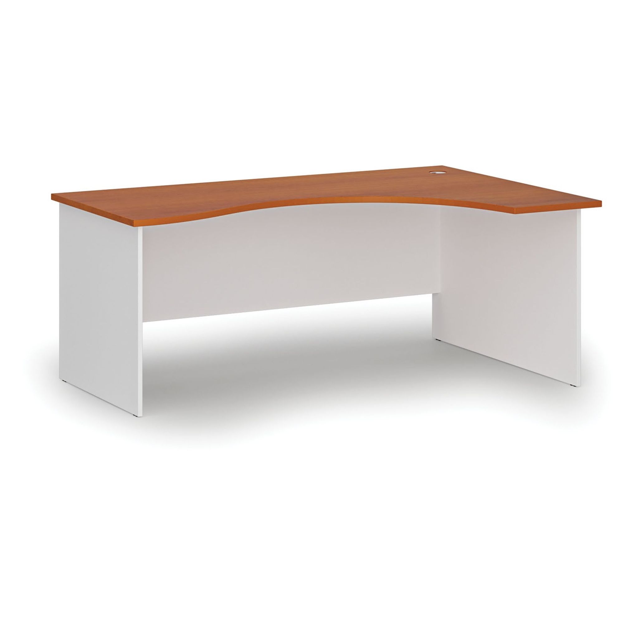 Ergonomický kancelářský psací stůl PRIMO WHITE, 180x120 cm, pravý, bílá/třešeň