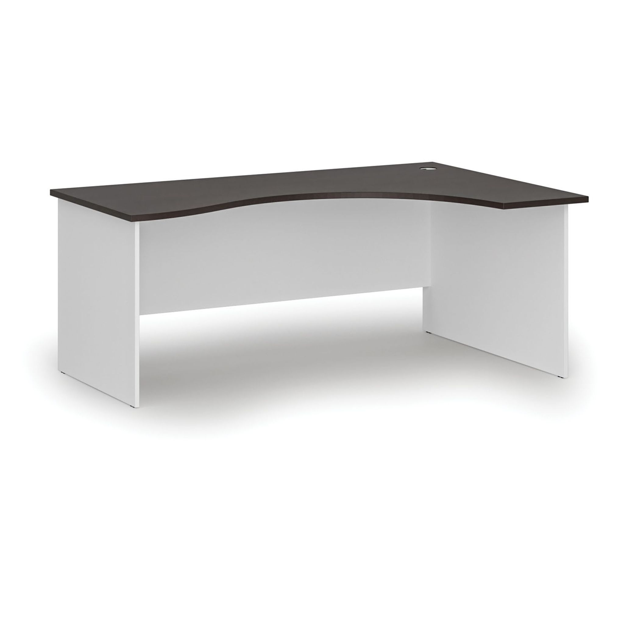 Ergonomický kancelářský psací stůl PRIMO WHITE, 180x120 cm, pravý, bílá/wenge