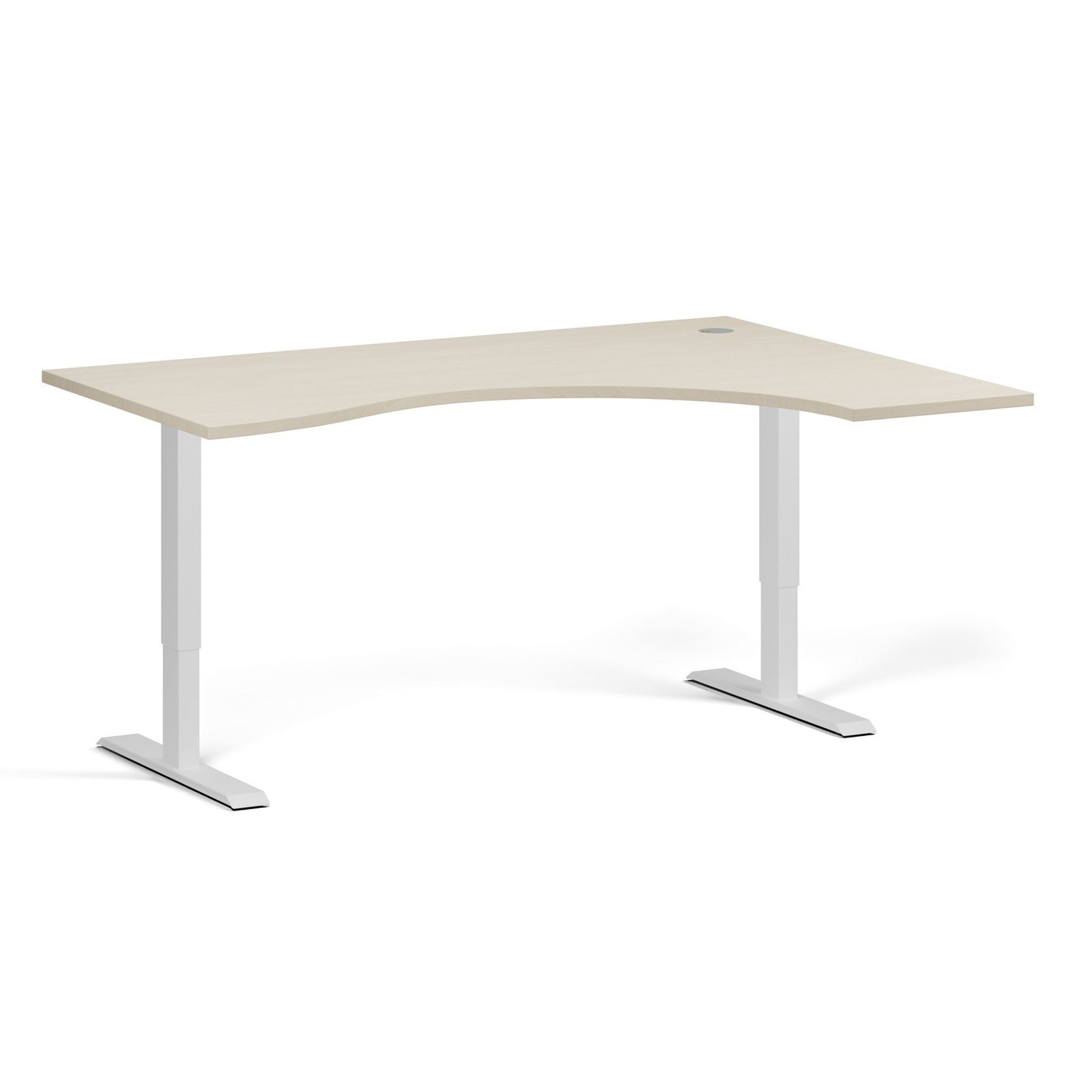 Ergonomický výškově nastavitelný stůl, 160x120 cm, 1 motor, L/P, bílá podnož