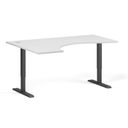 Ergonomický výškově nastavitelný stůl. 160x120 cm, 2 motory, L/P, černá podnož, bílá