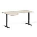 Ergonomický výškově nastavitelný stůl. 160x120 cm, 2 motory, L/P, černá podnož, bříza