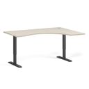 Ergonomický výškově nastavitelný stůl. 160x120 cm, 2 motory, L/P, černá podnož, bříza