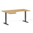 Ergonomický výškově nastavitelný stůl. 160x120 cm, 2 motory, L/P, černá podnož, buk