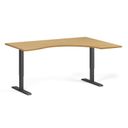 Ergonomický výškově nastavitelný stůl. 160x120 cm, 2 motory, L/P, černá podnož, buk