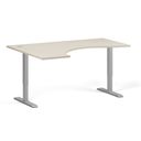 Ergonomický výškově nastavitelný stůl. 160x120 cm, 2 motory, L/P, šedá podnož, bříza
