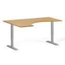 Ergonomický výškově nastavitelný stůl. 160x120 cm, 2 motory, L/P, šedá podnož, buk