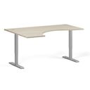 Ergonomický výškově nastavitelný stůl. 160x120 cm, 2 motory, L/P, šedá podnož, dub přírodní