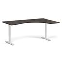 Ergonomický výškově nastavitelný stůl, 180x120 cm, 1 motor, L/P, bílá podnož, wenge