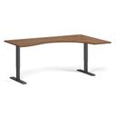 Ergonomický výškově nastavitelný stůl, 180x120 cm, 1 motor, L/P, černá podnož, ořech