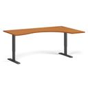 Ergonomický výškově nastavitelný stůl, 180x120 cm, 1 motor, L/P, černá podnož, třešeň