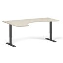 Ergonomický výškově nastavitelný stůl. 180x120 cm, 2 motory, L/P, černá podnož, bříza
