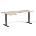 Ergonomický výškově nastavitelný stůl. 180x120 cm, 2 motory, L/P, černá podnož, dub přírodní