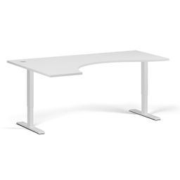 Ergonomický výškově nastavitelný stůl, 180x120 cm, 2 motory, levý, bílá podnož, bílá
