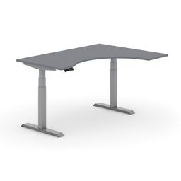 Ergonomický výškově nastavitelný stůl PRIMO ADAPT, 160x120 cm, pravý, šedá podnož, grafit