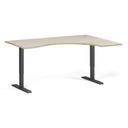 Ergonomický výškovo nastaviteľný stôl, 160x120 cm, 1 motor, L/P, čierna podnož, dub prírodný