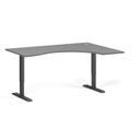 Ergonomický výškovo nastaviteľný stôl, 160x120 cm, 1 motor, L/P, čierna podnož, grafit