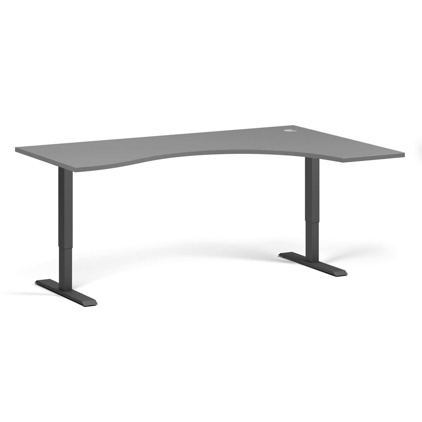 Fotografia produktu: Ergonomický výškovo nastaviteľný stôl, 180x120 cm, 2 motory, L/P, čierna podnož, grafit