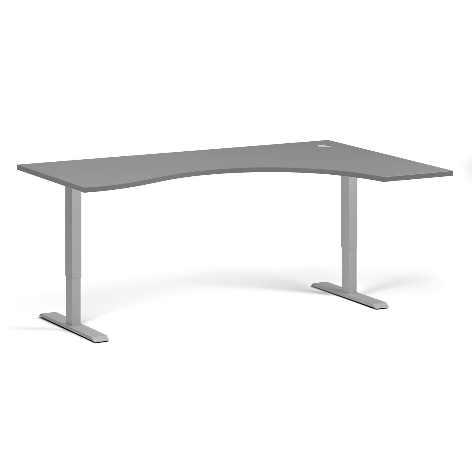 Fotografia produktu: Ergonomický výškovo nastaviteľný stôl, 180x120 cm, 2 motory, L/P, sivá podnož, grafit