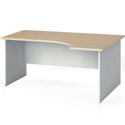 Ergonomischer Büro-Arbeitstisch PRIMO FLEXI, 1600 x 1200 mm, rechts, weiß/Eiche natur