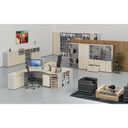 Ergonomischer Bürotisch PRIMO GRAY, 1600 x 1200 mm, links, grau/Birke