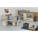 Ergonomischer Bürotisch PRIMO GRAY, 1600 x 1200 mm, links, grau/natur Eiche